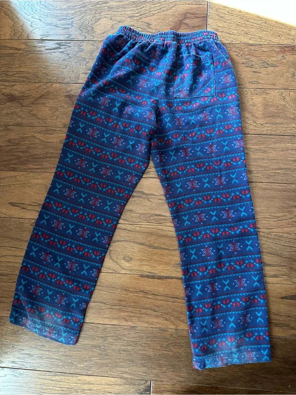 LL Bean Kids Blue Patterned Fleece Pants Size 8-10